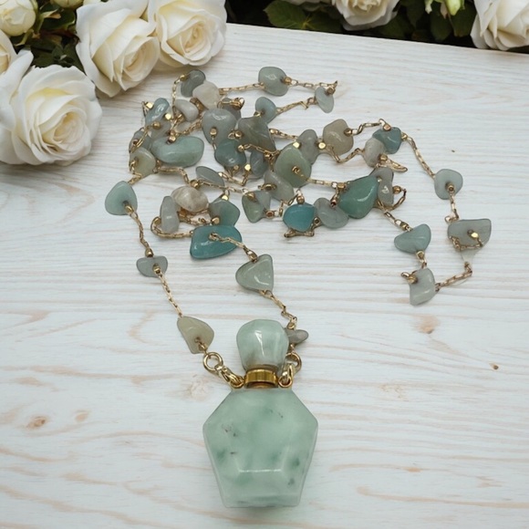 Jewelry - Amazonite Gemstone Perfume Bottle Necklace